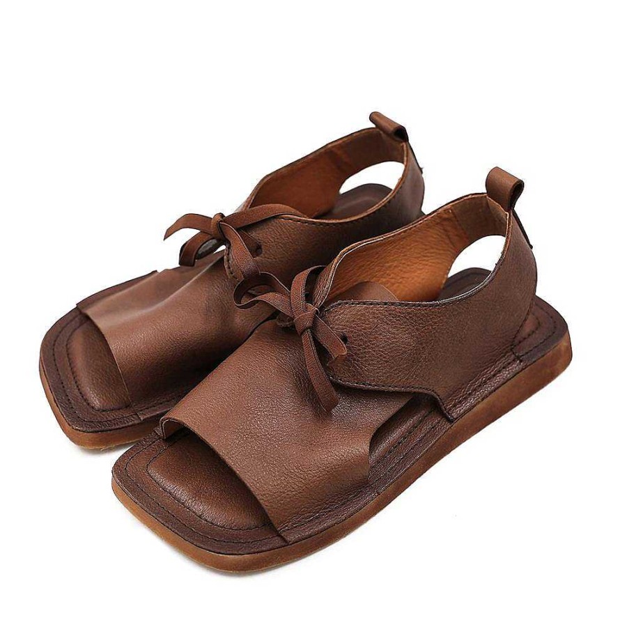 Dwarves 2021 Designer Sommarskor Sandaler I Akta Lader Fyrkantig Ta Retro Flats / | Sandaler