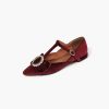 Dwarves Handgjord Sammet Mary Jane Flats T Strap Detail In / | Mary Jane