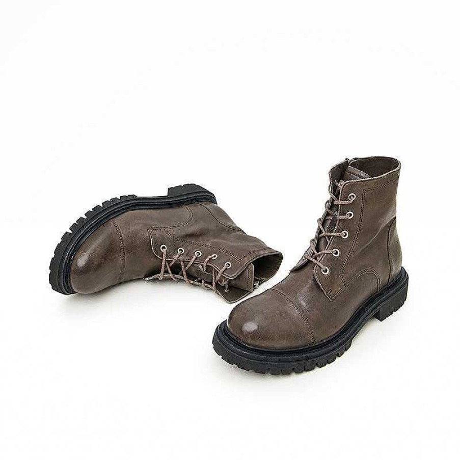 Dwarves Hast Lader Cap Toe Derby Boots Handgjorda Korta Boots For Kvinnor Sweet And Cool In | Stovlar