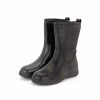 Dwarves Wide Fit Handgjorda Lader Siddragkedja Mid Calf Boots For Vinter Designerskor I Svart/Blatt | Stor Storlek