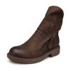 Dwarves Lader Zip Boots Retro Ridkangor Dam Chunky Skrynkliga Ankel Boots / | Stor Storlek