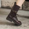 Dwarves Mode Farskinn Combat Boots Designer Retro Chunky Riding Boots Spanne Boots / | Stovlar