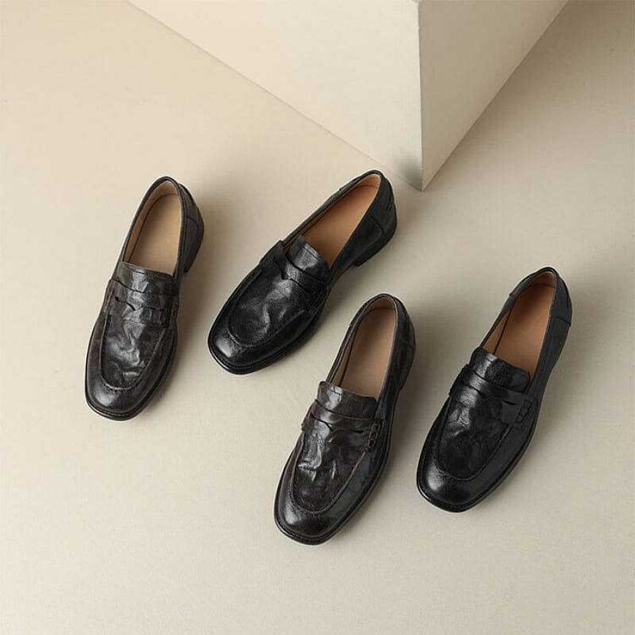 Dwarves Penny Loafers I Retrostil Mjukt Lader For Kvinnor I / | Loafers