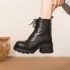 Dwarves Fargglada Sula Lader Martin Boots Designer Retro Chunky Ridkangor Hogklackat Dragkedja Baktill Handgjorda | Stovlar