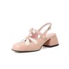 Dwarves Lader T-Rem Blomdetalj Mary Jane Slingback Sandaler Block Hal Fyrkantig Ta In / | Sandaler