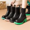 Dwarves Fargglada Sula Lader Chelsea Boots Designer Retro Chunky Ridstovlar Hogklackat Handgjorda | Stovlar