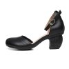 Dwarves Handgjorda Lader Pumps Mid Heel Mary Jane Sandaler Dam Rund Toe Retro Spannesandaler / | Sandaler