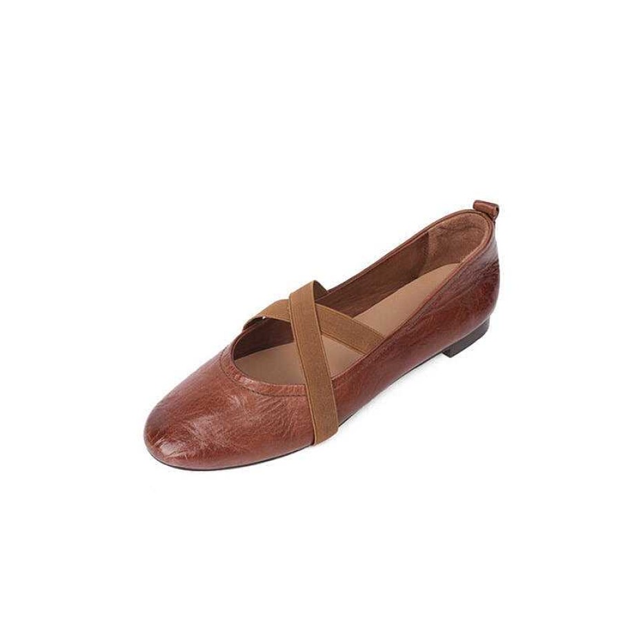 Dwarves Handgjorda Lader Mary Jane Skor Cross Strap Balett Flats In / / / | Mary Jane