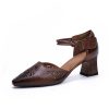 Dwarves Handgjorda Lader Pumps Mid Heel Mary Jane Sandaler Dam Spetsad Ta Retro Sandaler / | Pumps