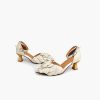 Dwarves Handgjorda Lader Spetsad Ta Kitty Heel Pumps Med Big Flower Ankelrem I / | Pumps