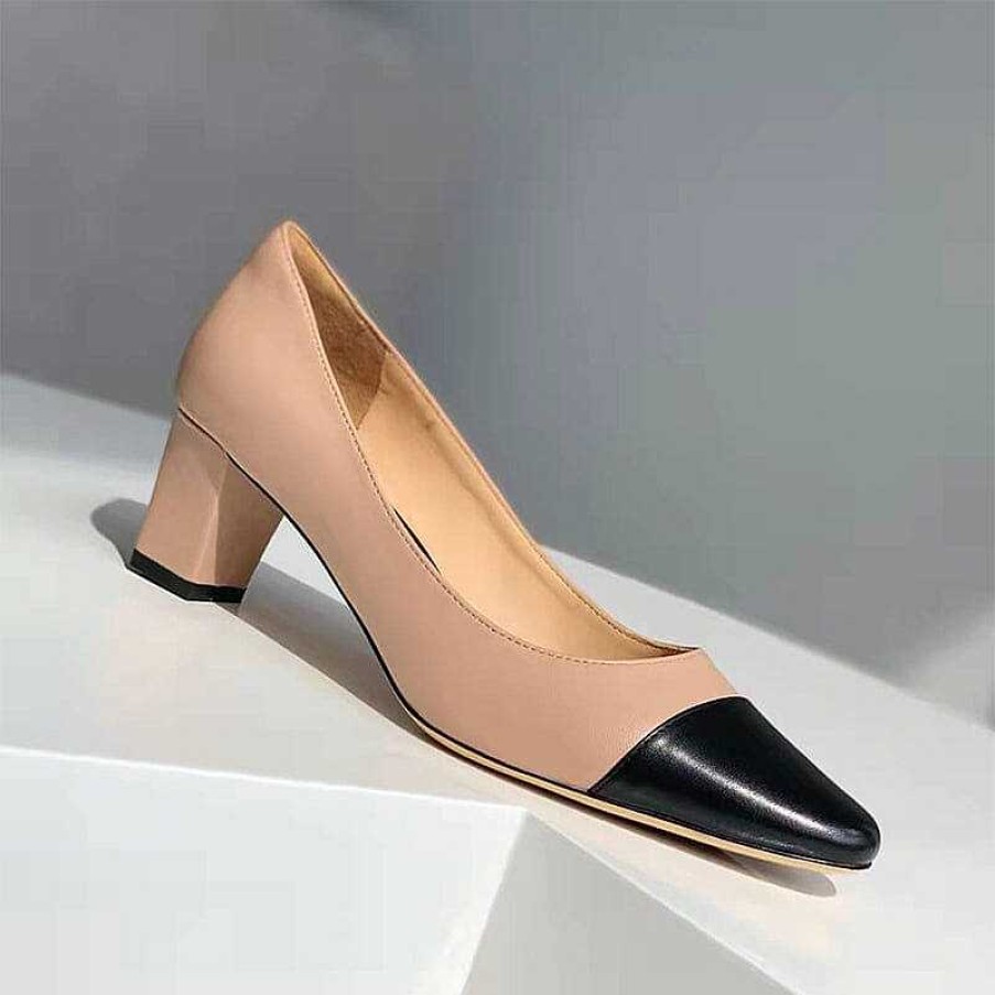 Dwarves Blockklackade Slip-On Pumps Lader Square Toe Office Shoes Color Blocking In | Pumps