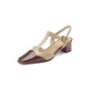 Dwarves Square Toe T Strap Mary Jane Skor 45Mm Block Heel Retro Kontrastfarg | Sandaler