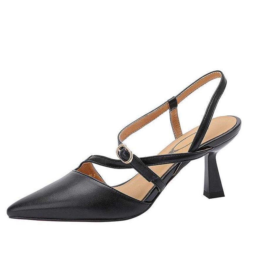 Dwarves Akta Lader Slingback Stilettklackar I / / Kitten Heels Sandaler | Pumps