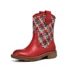 Dwarves Vavda Laderstovlar Mid Calf Color Blocking Design Cowgirl Boots In / / / | Stovlar