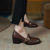 Dwarves Handgjorda Lader Pumps T Strap Spanne Mary Jane Heels Sandaler Dam Rund Toe In / | Mary Jane