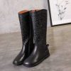 Dwarves Rund Ta Retro Boots Handgjorda Knahoga Stovlar Knalader Lader Mjuk Botten Platt Svart/Kaffe/Gul | Stovlar