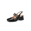 Dwarves Slingback Lader Mary Jane Pumps Double Strap Block Heel Office Shoes | Mary Jane