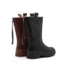 Dwarves Shearling-Fodrade Snostovlar For Damer For Kall Vinter Retro Lader Mid Calf-Stovlar I Svart/Brun | Stovlar