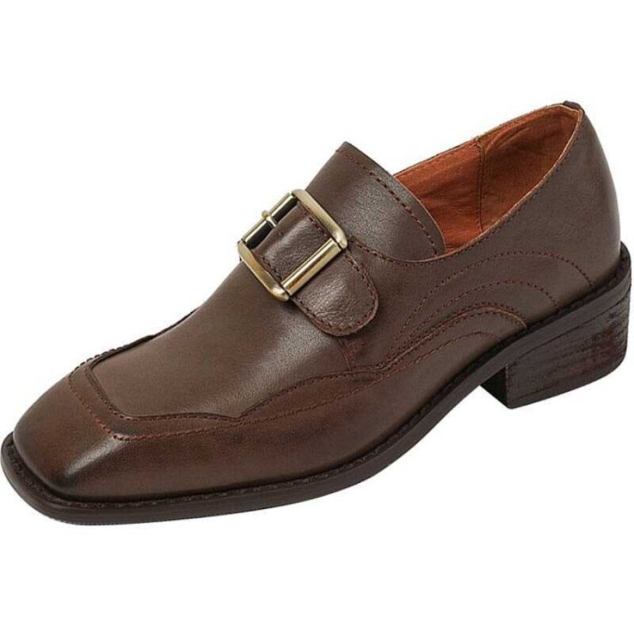 Dwarves Lader Loafers For Kvinnor Blockklack Med Metallspanne Detaljer I / | Loafers