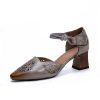 Dwarves Handgjorda Lader Pumps Mid Heel Mary Jane Sandaler Dam Spetsad Ta Retro Sandaler / | Mary Jane