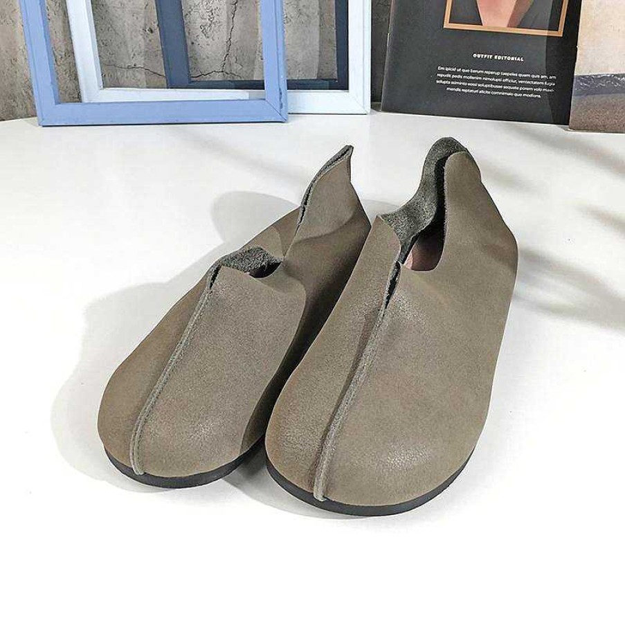 Dwarves Loafers For Dam Komfort Lader Handgjord Casual Dress Skor Mjuk Botten Flats Khaki/ | Lagenheter