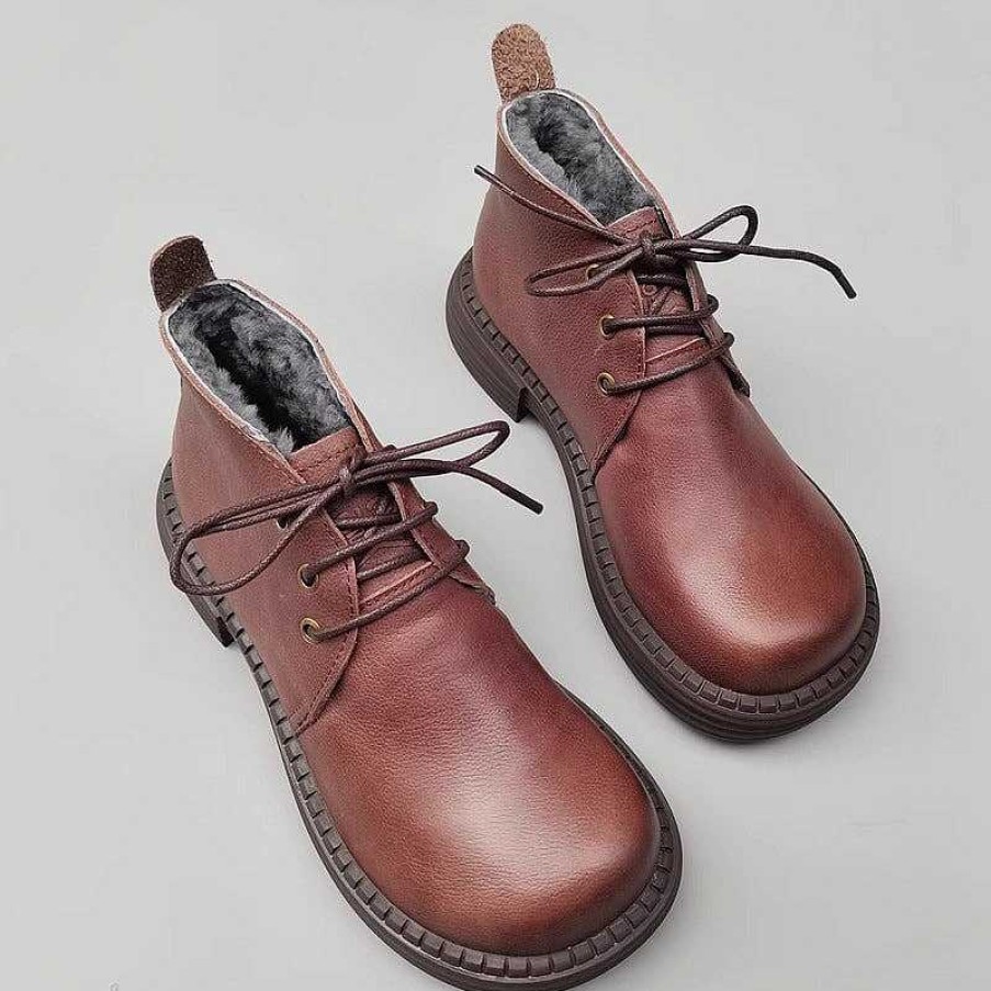 Dwarves Kvinnors Lader Big Toe Snorning Ankel Boots Derby Boots Har Fleece Fodrad / | Stor Storlek