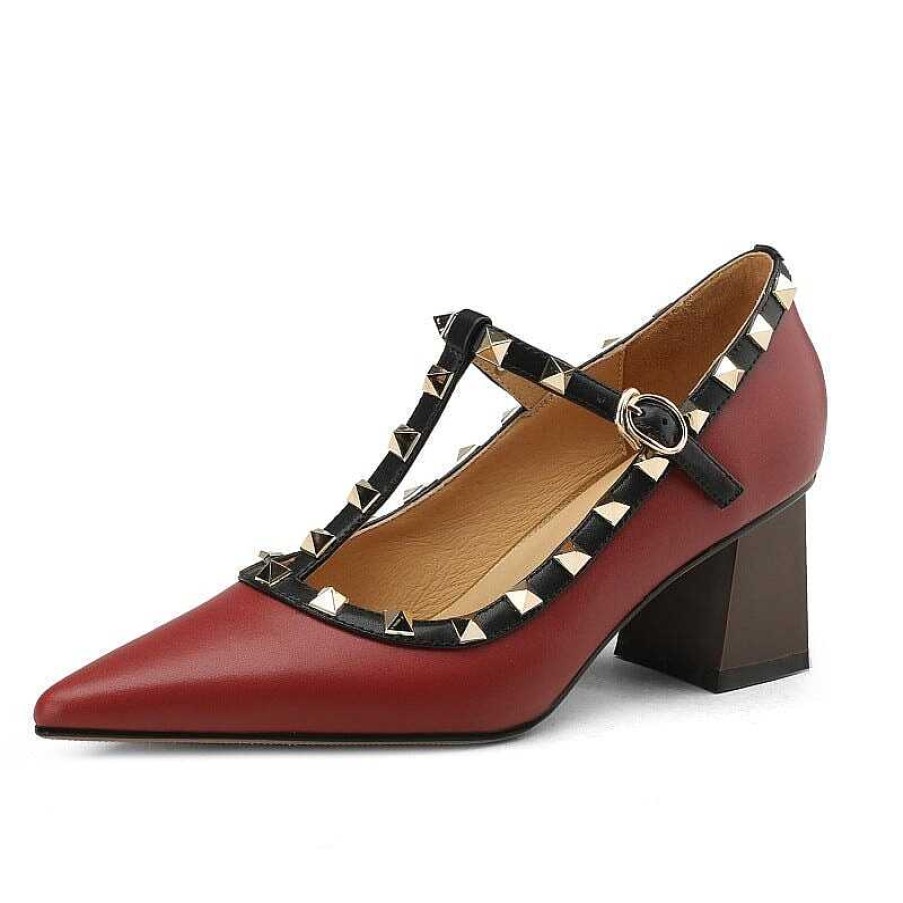 Dwarves Lader T-Rem Rockstud Ankelremspumpar Mary Jane Point Toe In / | Pumps