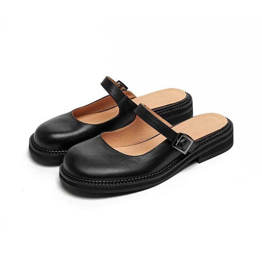 Dwarves Handgjord Lader Slingback Mary Jane Mules In | Tofflor