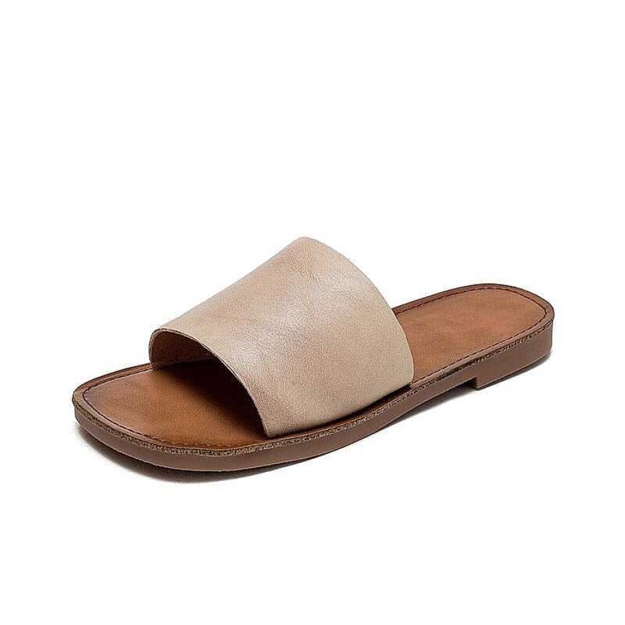 Dwarves Slip-On Style Ladertofflor For Kvinnor Flat In / /Beige | Tofflor