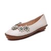 Dwarves Handgjorda Lader Flat Loafer Skor Med Blommor For Kvinnor | Lagenheter