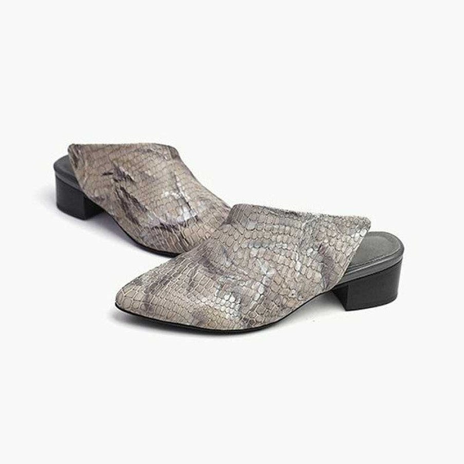 Dwarves Retro Lader Mules Sommartofflor Handgjorda Slide Sandaler Skarvning / | Tofflor