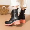 Dwarves Fargglada Sula Lader Martin Boots Designer Retro Chunky Ridstovlar Hogklackade Handgjorda | Stovlar