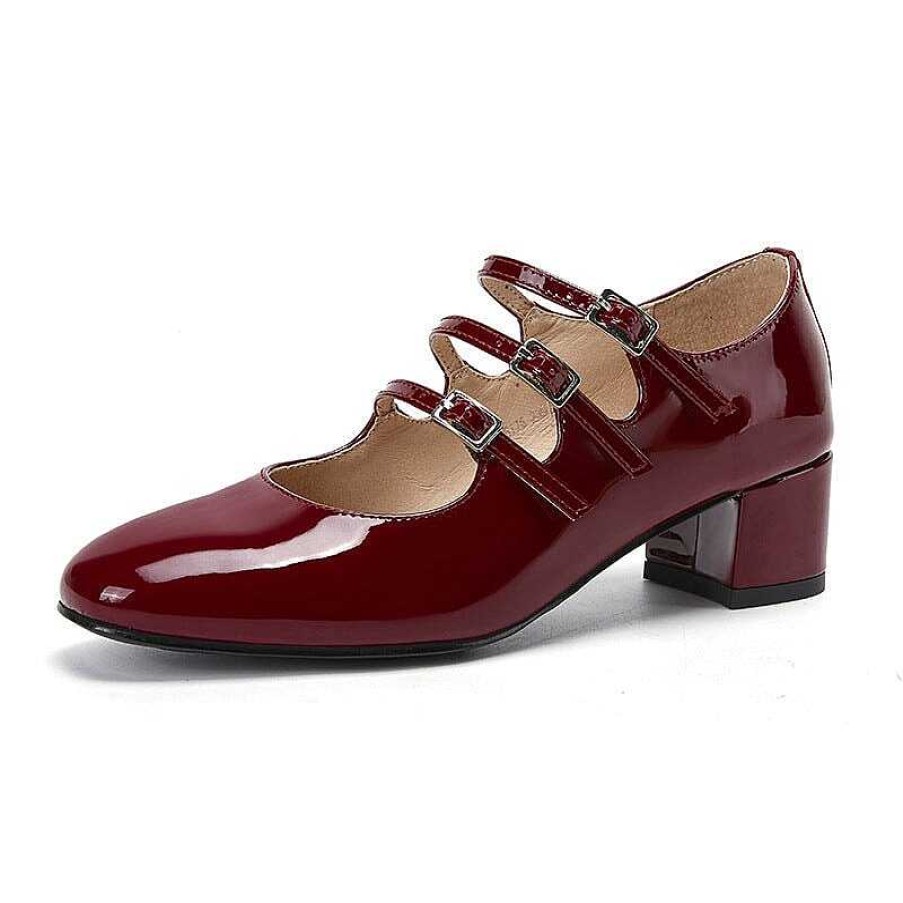 Dwarves Lacklader Mary Jane Pumps Triple-Strap 40Mm Block Heel In / /Wine | Mary Jane