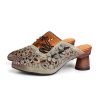 Dwarves Retro Stil Lader Spetsad Ta Mulor For Kvinnor Blockklackar I / | Pumps