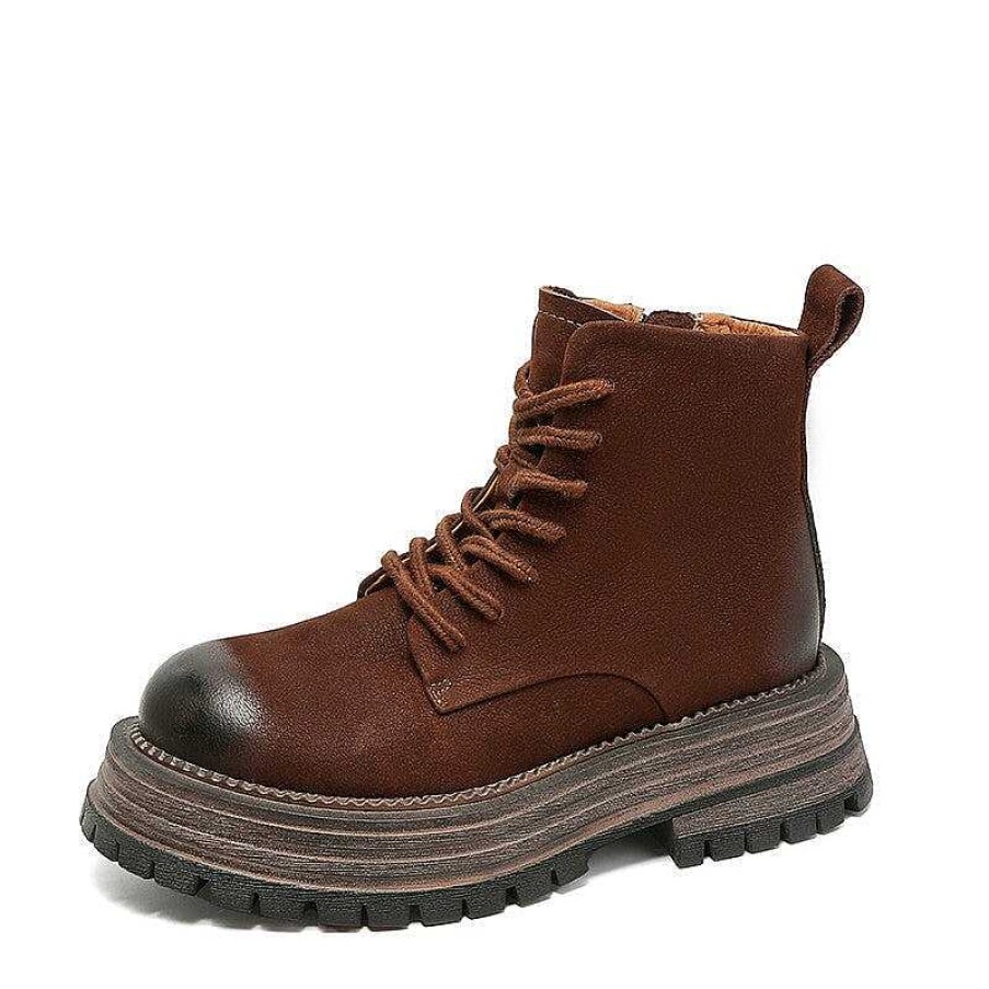 Dwarves 50 Mm Plattform Chunky Snorningsstovlar I Lader Designer Retro Combat Boots Handgjorda I / | Plattform