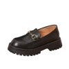 Dwarves Chunky Loafers Dam Slata Plattformsskor I Akta Lader Rund Ta Metallkedja Slip On Handgjorda | Loafers