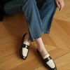 Dwarves Retro Mjukt Lader Penny Loafers For Kvinnor Fyrkantig Ta Med Kameliadetalj I / | Loafers