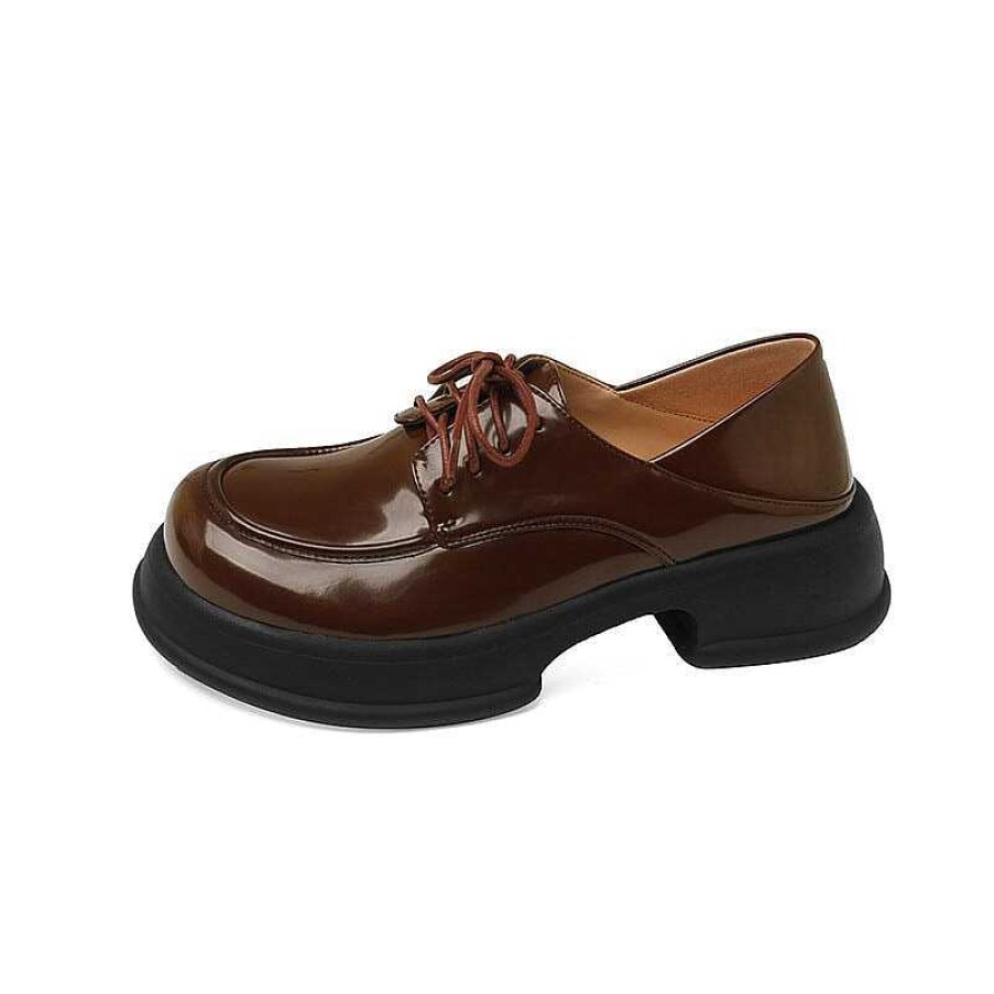 Dwarves Kvinnor Rund Ta Snorning Lacklader Chunky Derby Skor In / | Oxfords & Slips