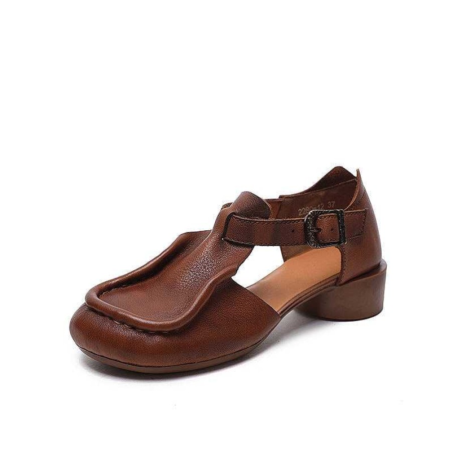 Dwarves Handgjorda Mjuka Lader T-Rem Gladiator Sandaler Retro Mary Jane In Coffee/ | Sandaler