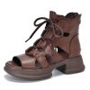 Dwarves Platformsandaler I Akta Lader Snorning Retro Peep Toe Gladiator Sandaler In / | Sandaler